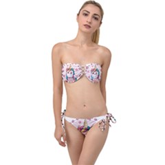 Cartoon Unicorn Fantasy Twist Bandeau Bikini Set by Jancukart