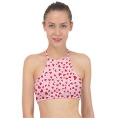 Hearts Valentine Heart Pattern Racer Front Bikini Top by Ravend