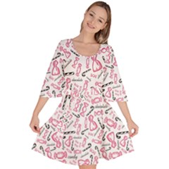 Candy Pink Black-cute Sweat Velour Kimono Dress by Ravend