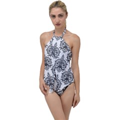 Black And White Ornament Damask Vintage Go With The Flow One Piece Swimsuit by ConteMonfrey