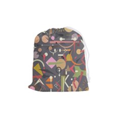 Illustration Shape Tribal Pattern Round Drawstring Pouch (medium) by Wegoenart