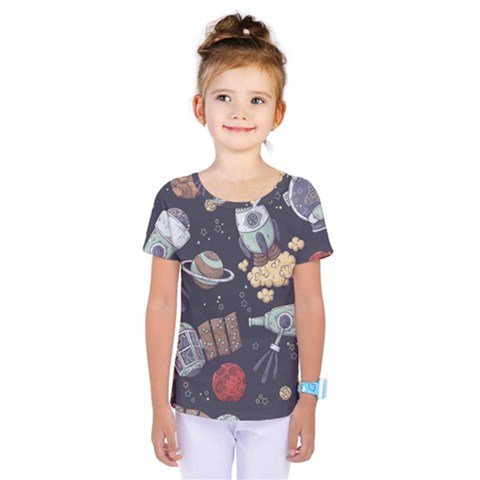 Hand-drawn-pattern-space-elements-collection Kids  One Piece Tee by Jancukart