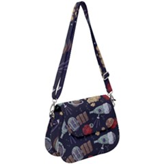 Hand-drawn-pattern-space-elements-collection Saddle Handbag by Jancukart