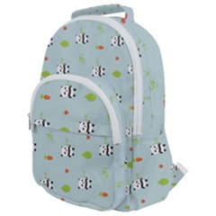 Background Pattern Panda Bamboo Rounded Multi Pocket Backpack by Ravend
