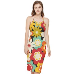 Floral Retro Vintage Blossom Bodycon Cross Back Summer Dress by Ravend