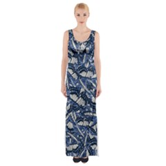 Butterflies Motif Collage Pattern Thigh Split Maxi Dress by dflcprintsclothing