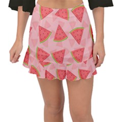 Background Watermelon Pattern Fruit Fishtail Mini Chiffon Skirt by Wegoenart