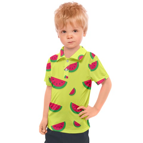Watermelon Pattern Wallpaper Kids  Polo Tee by Wegoenart