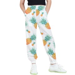 Pineapple Background Pattern Fruit Kids  Elastic Waist Pants by Wegoenart