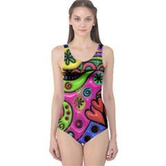 Seamless Texture Pattern Tile One Piece Swimsuit by Wegoenart