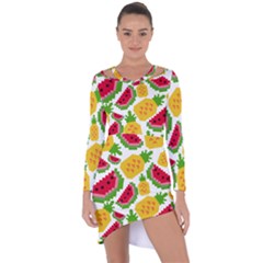 Watermelon Pattern Fruit Summer Asymmetric Cut-out Shift Dress by Wegoenart