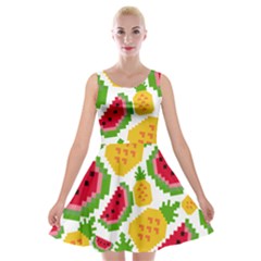 Watermelon Pattern Fruit Summer Velvet Skater Dress by Wegoenart