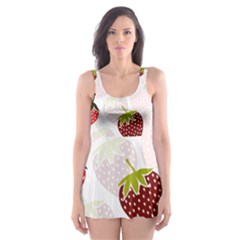 Strawberry Pattern Background Skater Dress Swimsuit by Wegoenart