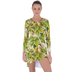 Pear Fruit Tree Organic Pattern Asymmetric Cut-out Shift Dress by Wegoenart