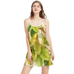 Pear Fruit Tree Organic Pattern Summer Frill Dress by Wegoenart