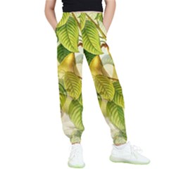 Pear Fruit Tree Organic Pattern Kids  Elastic Waist Pants by Wegoenart
