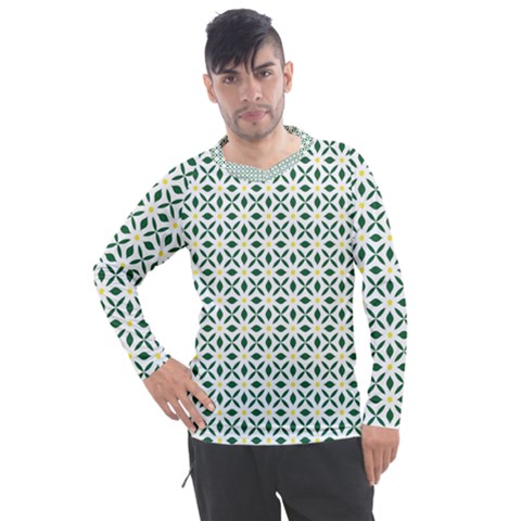 Flower Floral Pattern Design Men s Pique Long Sleeve Tee by Wegoenart
