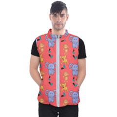 Elephant Cartoon Animal Monkey Men s Puffer Vest by Wegoenart