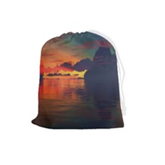 Digital Art Artwork Fantasy Landscape Sky Nature Drawstring Pouch (large) by danenraven