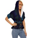 City Building Pixel Art Vaporwave Lightweight Drawstring Hooded Top View3