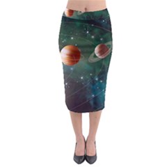 Planet Galaxy Fantasy Midi Pencil Skirt by danenraven