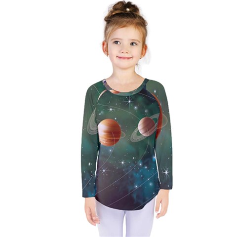 Planet Galaxy Fantasy Kids  Long Sleeve Tee by danenraven