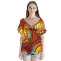 Shield Background Texture Pattern V-Neck Flutter Sleeve Top View1