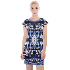 Cobalt Symmetry Cap Sleeve Bodycon Dress by kaleidomarblingart