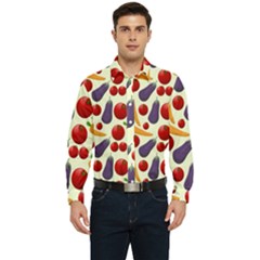 Vegetable Food Illustration Patterntexture Men s Long Sleeve  Shirt by Wegoenart