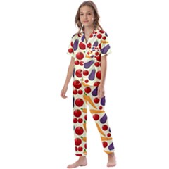 Vegetable Food Illustration Patterntexture Kids  Satin Short Sleeve Pajamas Set by Wegoenart