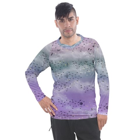 Bird Art Design Pattern Butterfly Men s Pique Long Sleeve Tee by Wegoenart