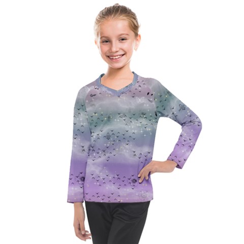 Bird Art Design Pattern Butterfly Kids  Long Mesh Tee by Wegoenart