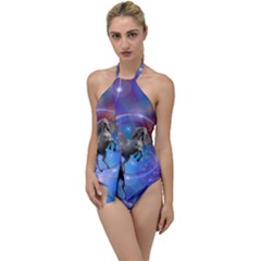 Unicorn Abstract Wave Line Go With The Flow One Piece Swimsuit by Wegoenart