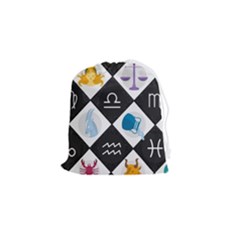 Zodiac Astrology Horoscope Pattern Drawstring Pouch (small) by Wegoenart