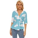Clouds Blue Pattern Lightweight Drawstring Hooded Top View1