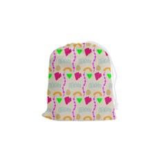 Geometric Shape Pattern Shapes Drawstring Pouch (small) by Wegoenart