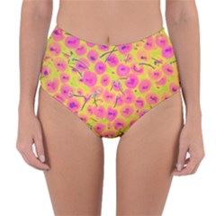 Cherries Fruit Food Neon Texture Fluorescent Reversible High-waist Bikini Bottoms by Wegoenart
