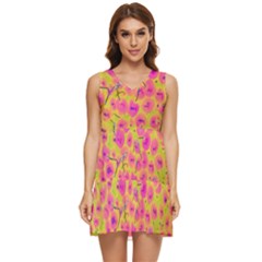 Cherries Fruit Food Neon Texture Fluorescent Tiered Sleeveless Mini Dress by Wegoenart