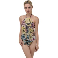 Puzzle Abstract Drawing Mysterious Go With The Flow One Piece Swimsuit by Wegoenart