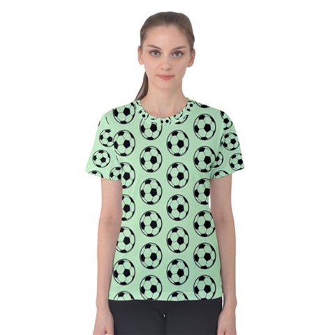 Pattern Ball Soccer Background Women s Cotton Tee by Wegoenart