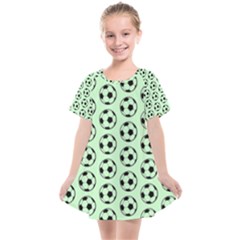 Pattern Ball Soccer Background Kids  Smock Dress by Wegoenart