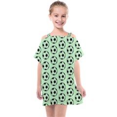 Pattern Ball Soccer Background Kids  One Piece Chiffon Dress by Wegoenart