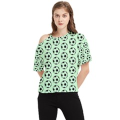 Pattern Ball Soccer Background One Shoulder Cut Out Tee by Wegoenart