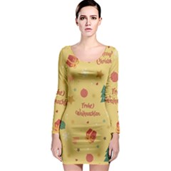 Christmas Treecandy Cane Snowflake Long Sleeve Bodycon Dress by Ravend