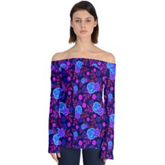 Illustration Background Wallpaper Off Shoulder Long Sleeve Top by Ravend