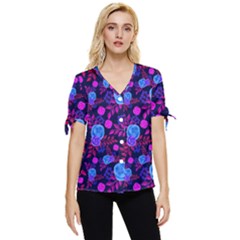 Illustration Background Wallpaper Bow Sleeve Button Up Top by Ravend