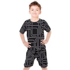 Illustration Circuit Cpu Pcb Electronic Wires Kids  Tee And Shorts Set by Wegoenart