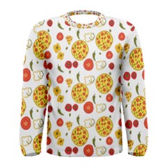 Illustration Pizza Background Vegetable Men s Long Sleeve Tee by Ravend