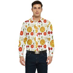Illustration Pizza Background Vegetable Men s Long Sleeve  Shirt by Ravend