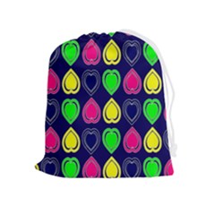 Blue Colorful Hearts Drawstring Pouch (xl) by ConteMonfrey